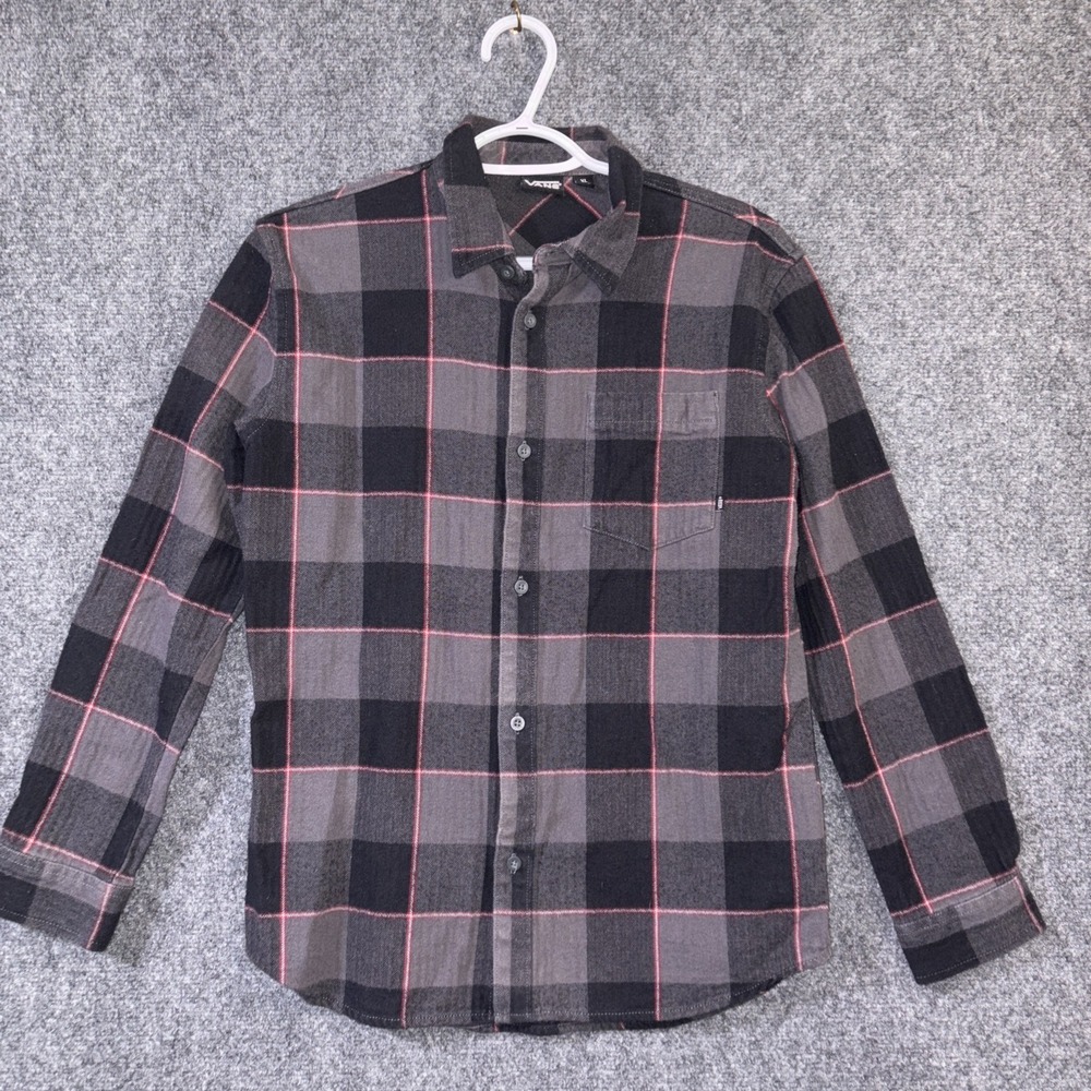Vans Polo Button Up Flannel Shirt Youth Extra Large Long Sleeve Plaid